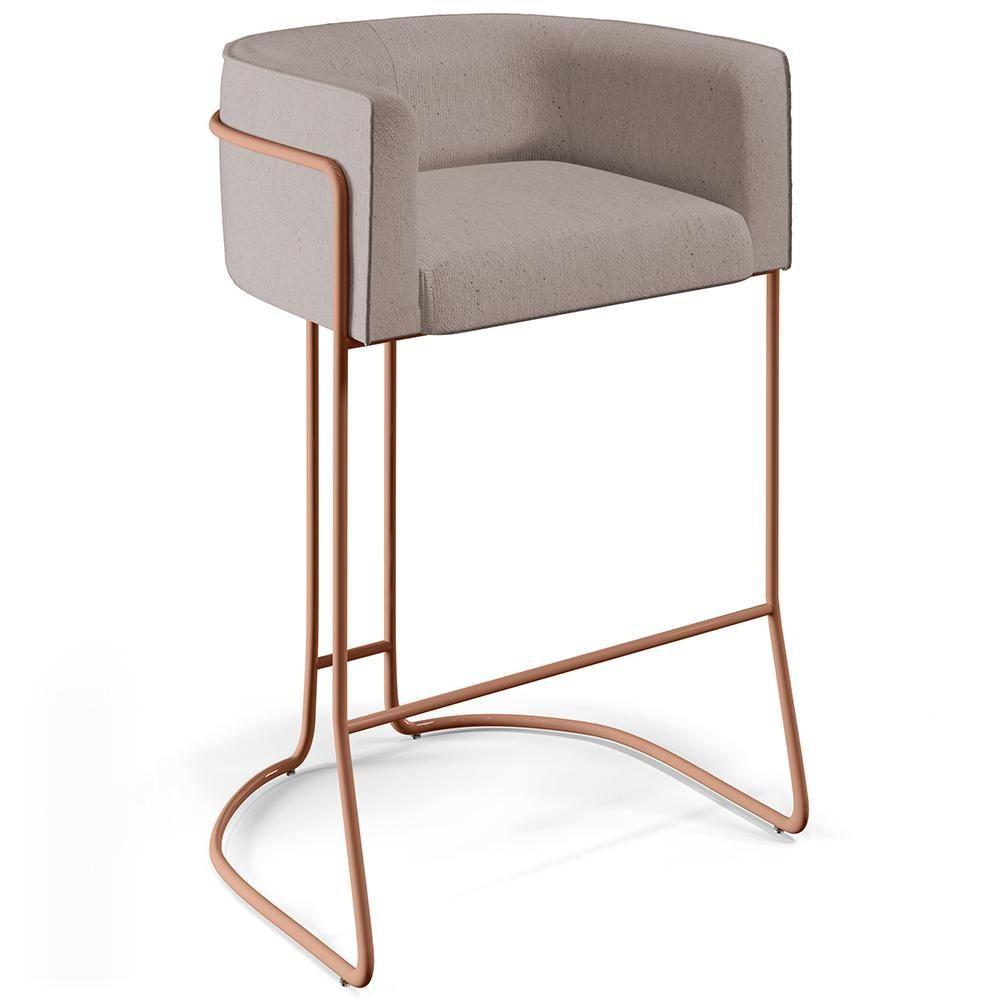 Miniatura Banqueta Decorativa Base De Aço Cobre Betina D02 Bege C-107