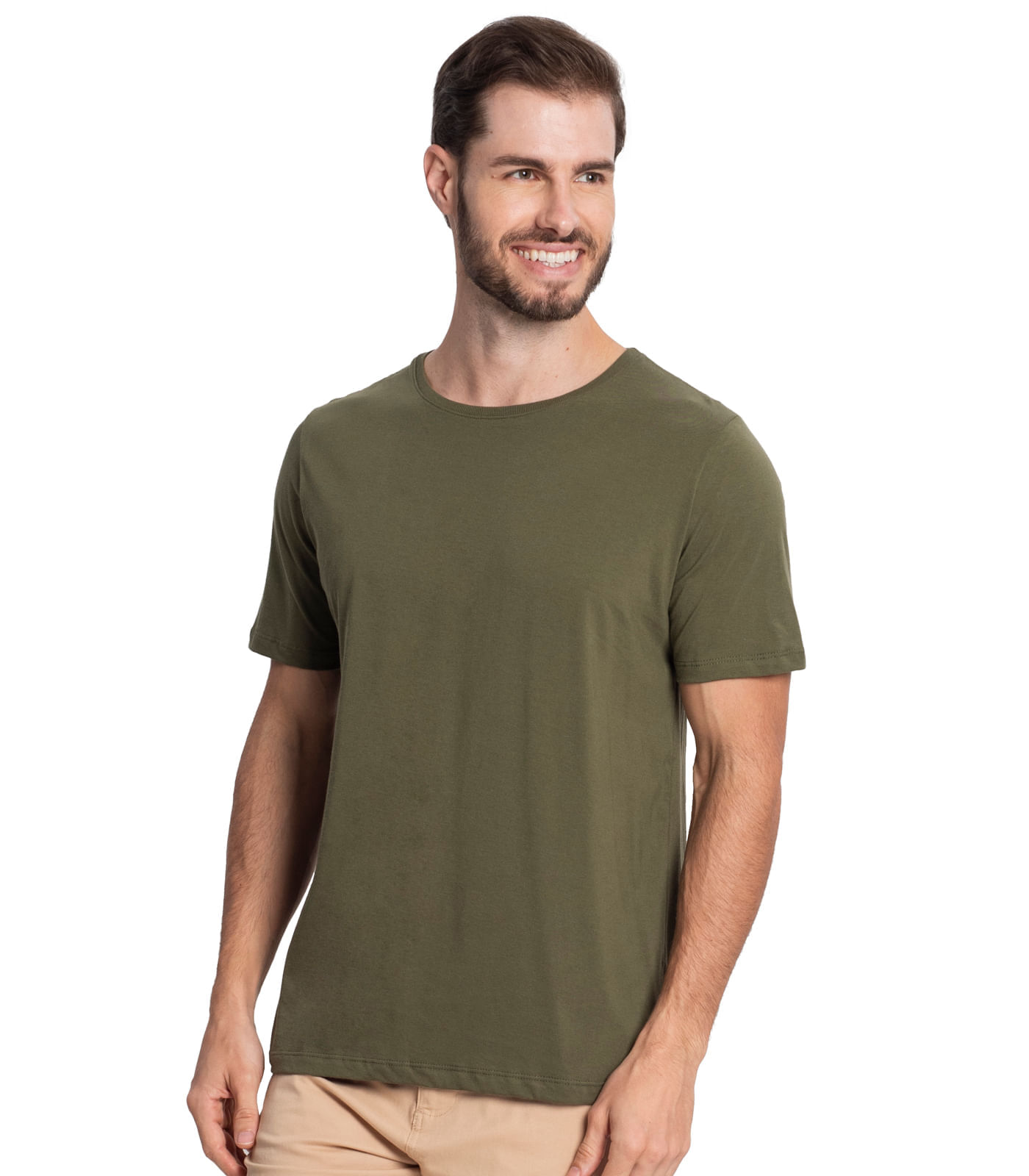 Miniatura Camiseta Masculina Básica Meia Malha Diametro Verde M