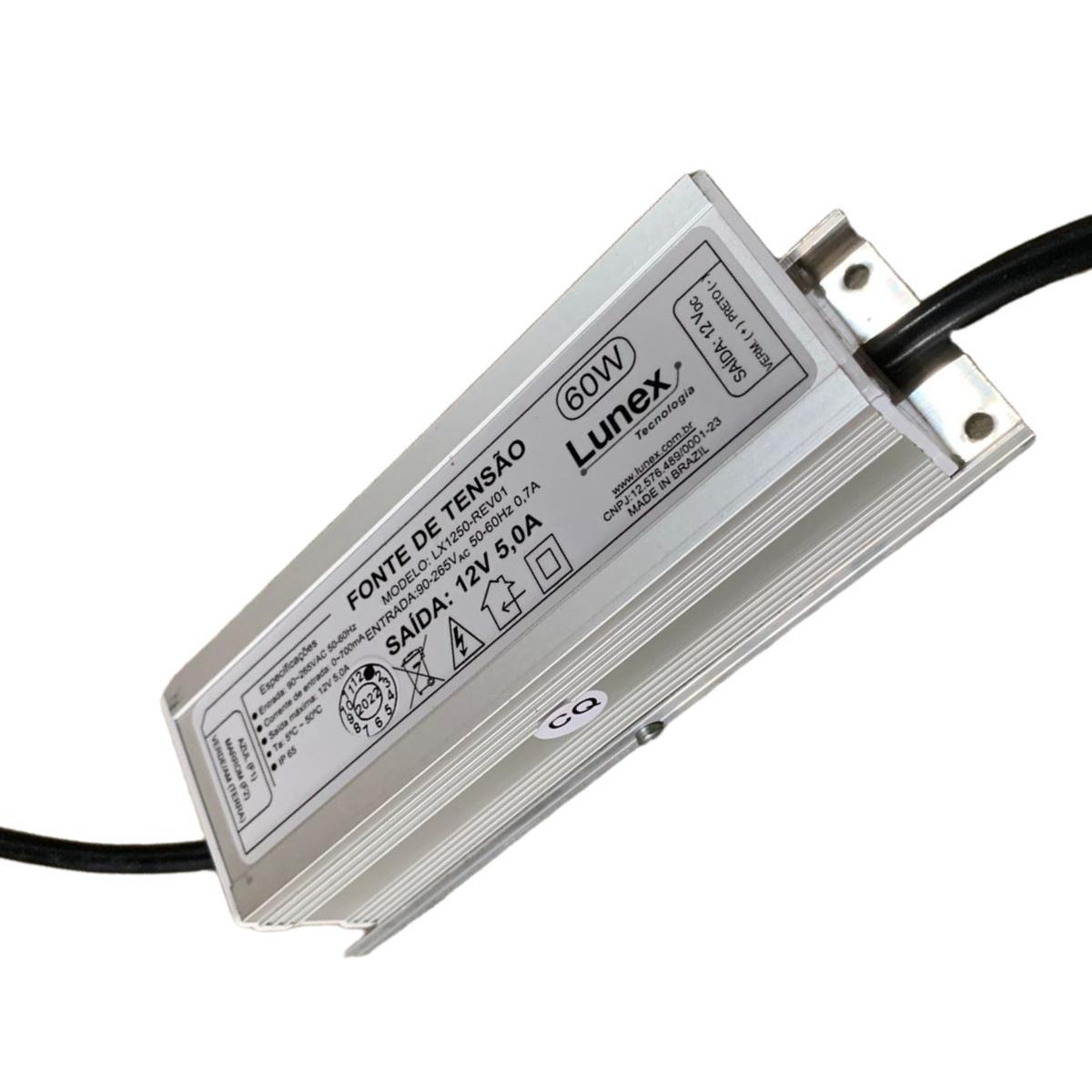Miniatura Fonte De Tensão 12V 5,0A - 60W Bivolt A Prova D Água Ip67