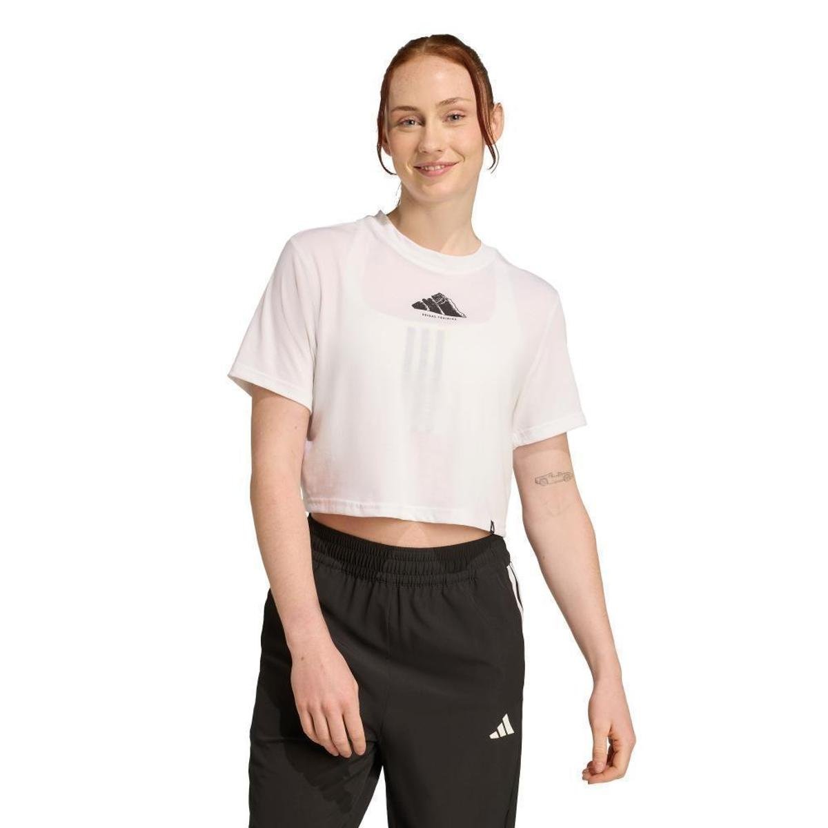 Miniatura Camiseta Adidas Cropped Feminina Branco - EP