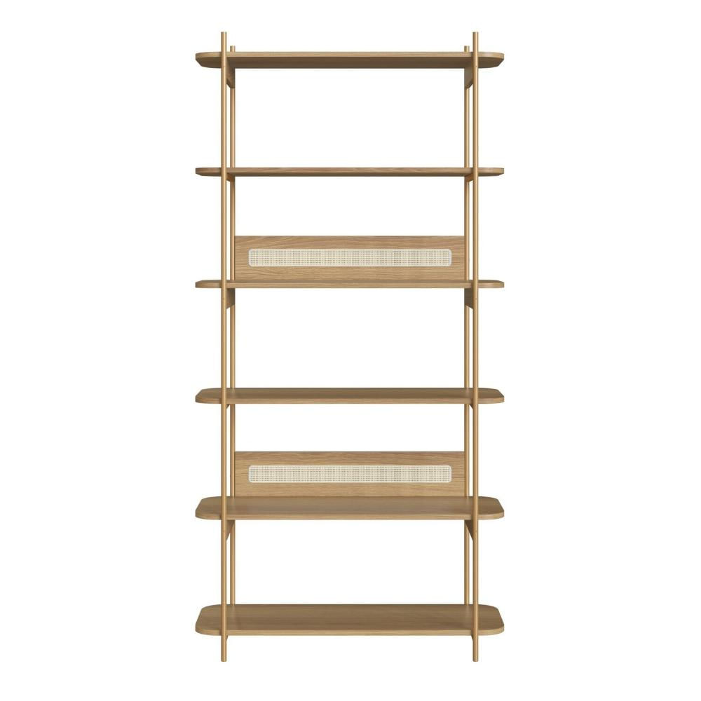 Miniatura Estante 180 cm 6 Prateleiras Palhinha Pé Metal Hanover/Dourado