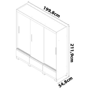 Guarda-Roupa Bartira Monza com 3 Portas de Correr e 3 Gavetas - 199,8cm de largura Avelã e Capuccino