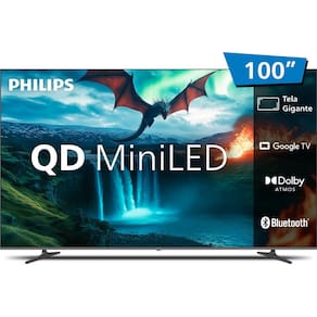 Miniatura Smart TV QD-MiniLED 100" Ultra HD 4K Philips 100MLED800 com Google TV, Wi-Fi, Entradas HDMI e USB