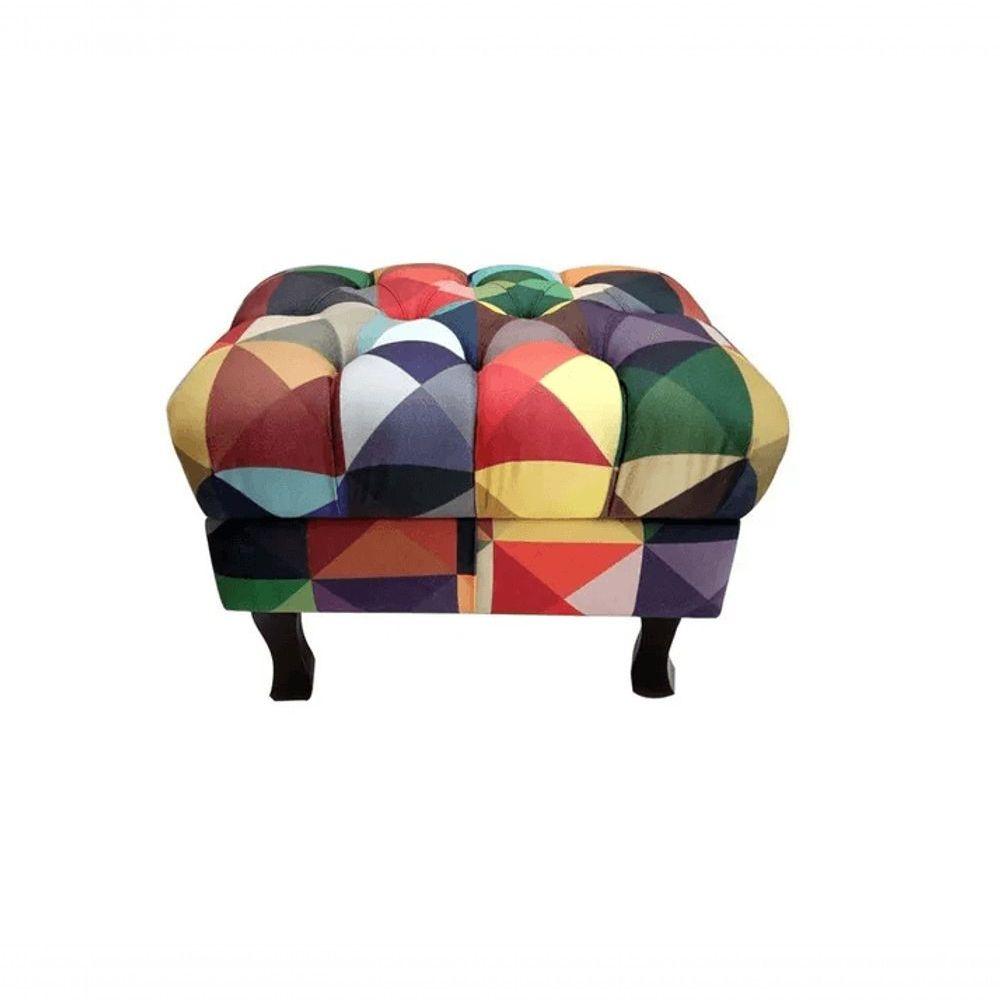 Miniatura Puff Decorativo Retro Luiz Xv Sem Baú Estampado 60 Para Sala