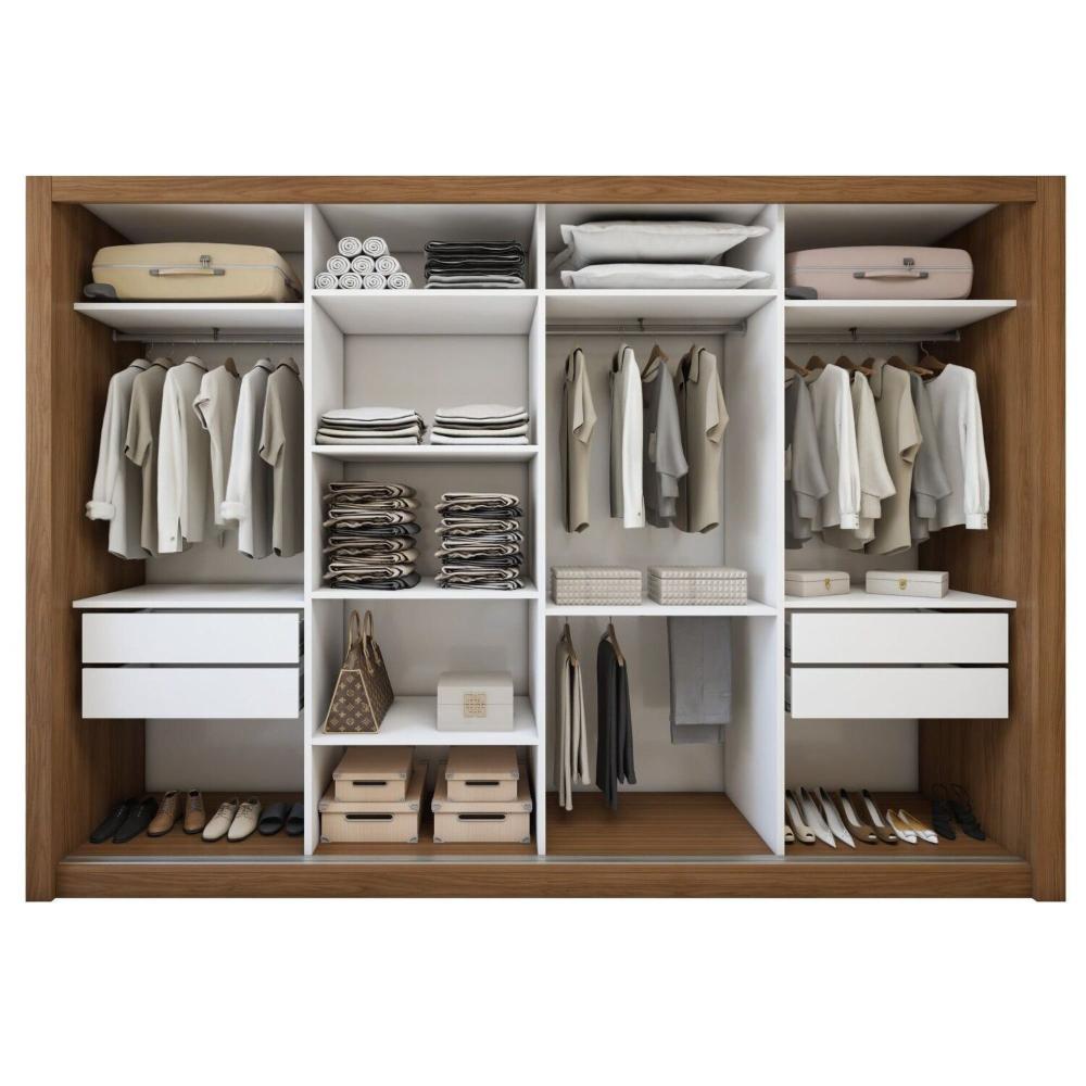Guarda Roupa Casal Liv Yescasa Carvalho/Branco