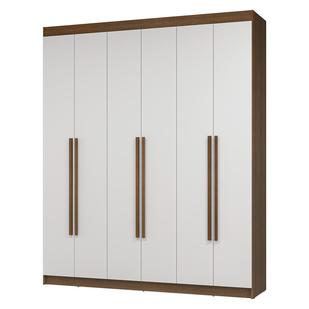 Miniatura Guarda-Roupa Casal 6 Portas Batentes Netuno Madesa R Rustic/Branco/Rustic