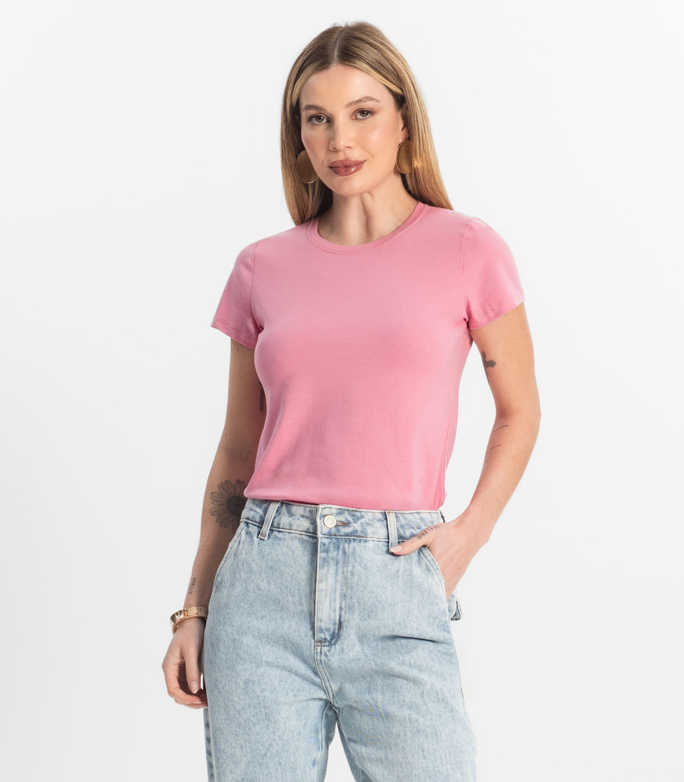 Miniatura Blusa Feminina Cotton Leve Básica Rovitex Rosa G