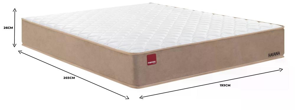 Miniatura Colchão King Molas Ensacadas 193x203x26cm Havana Mannes Branco/Bege