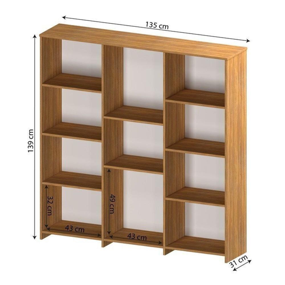 Miniatura Kit com 1 Estante Livreiro 11 Nichos Odelia e 1 Estante Modular 4 Nichos Calum Freijó
