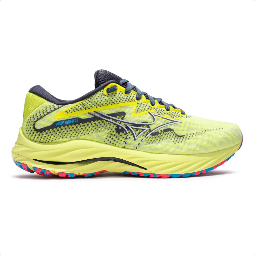 Miniatura Tênis Mizuno Wave Rider 27 Masculino Amarelo / Chumbo - 38