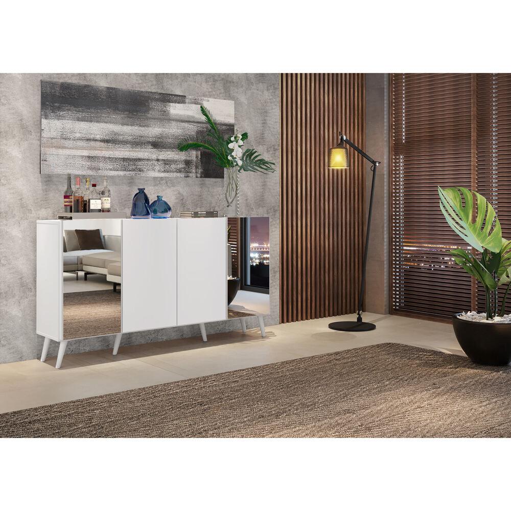 Aparador Buffet 4 Portas com Espelho Retrô Vegas Multimóveis V3562 Branco