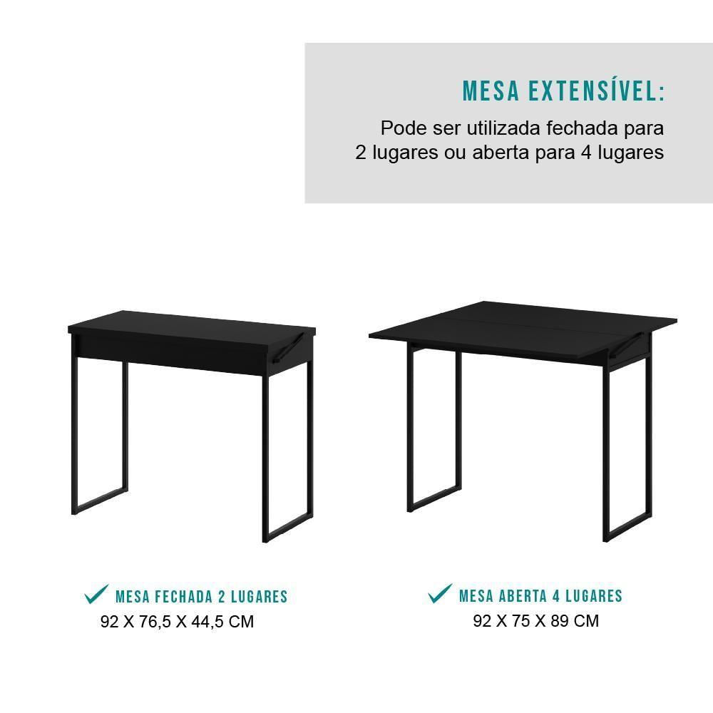 Miniatura Conjunto Mesa Dobrável Com 2 Banquetas Preto Carraro