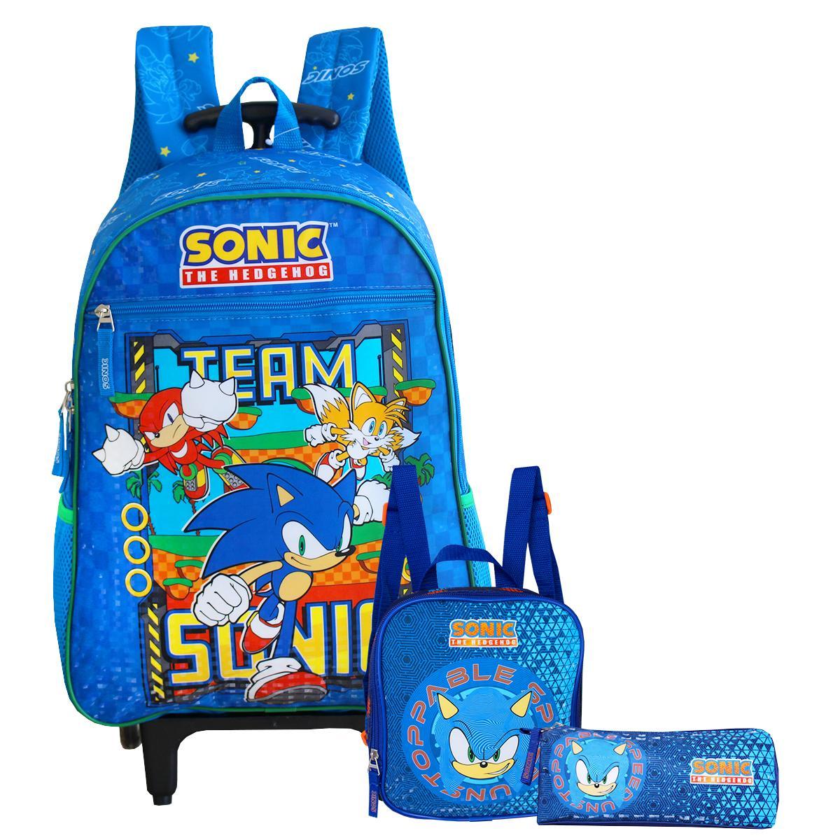 Miniatura Mochila Sonic The Hedgehog - Rodinhas, Alças de Costas, 18L