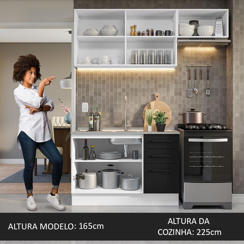 Armário De Cozinha Compacta 180cm Branco/preto Agata Madesa 09 Branco/preto