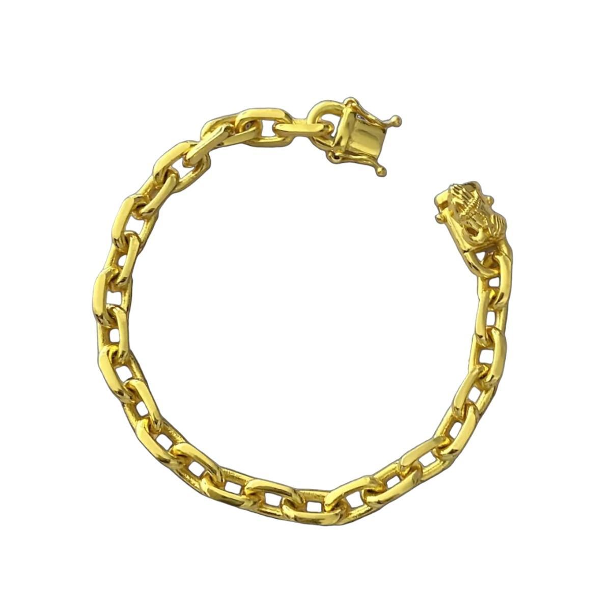 Miniatura Pulseira Cadeado 8Mm Fecho Mão Rezando - Banhada A Ouro 18K