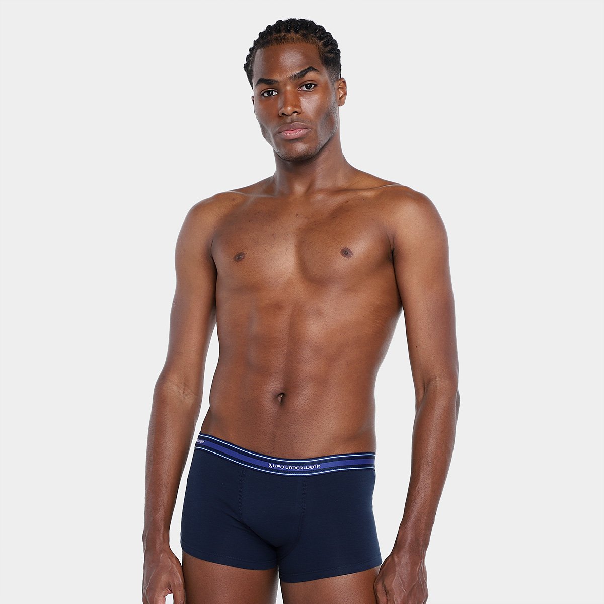 Kit Cueca Sunga Lupo Algodão 4 Peças Branco+Azul - G