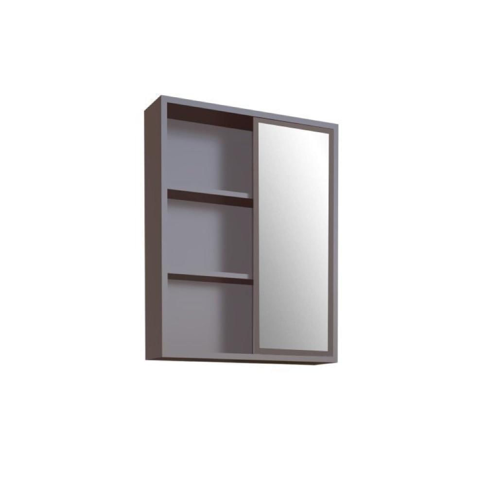 Gabinete de Banheiro 60cm Julia com Balcão 1 Porta Correr e Espelheira sem Cuba Grafite