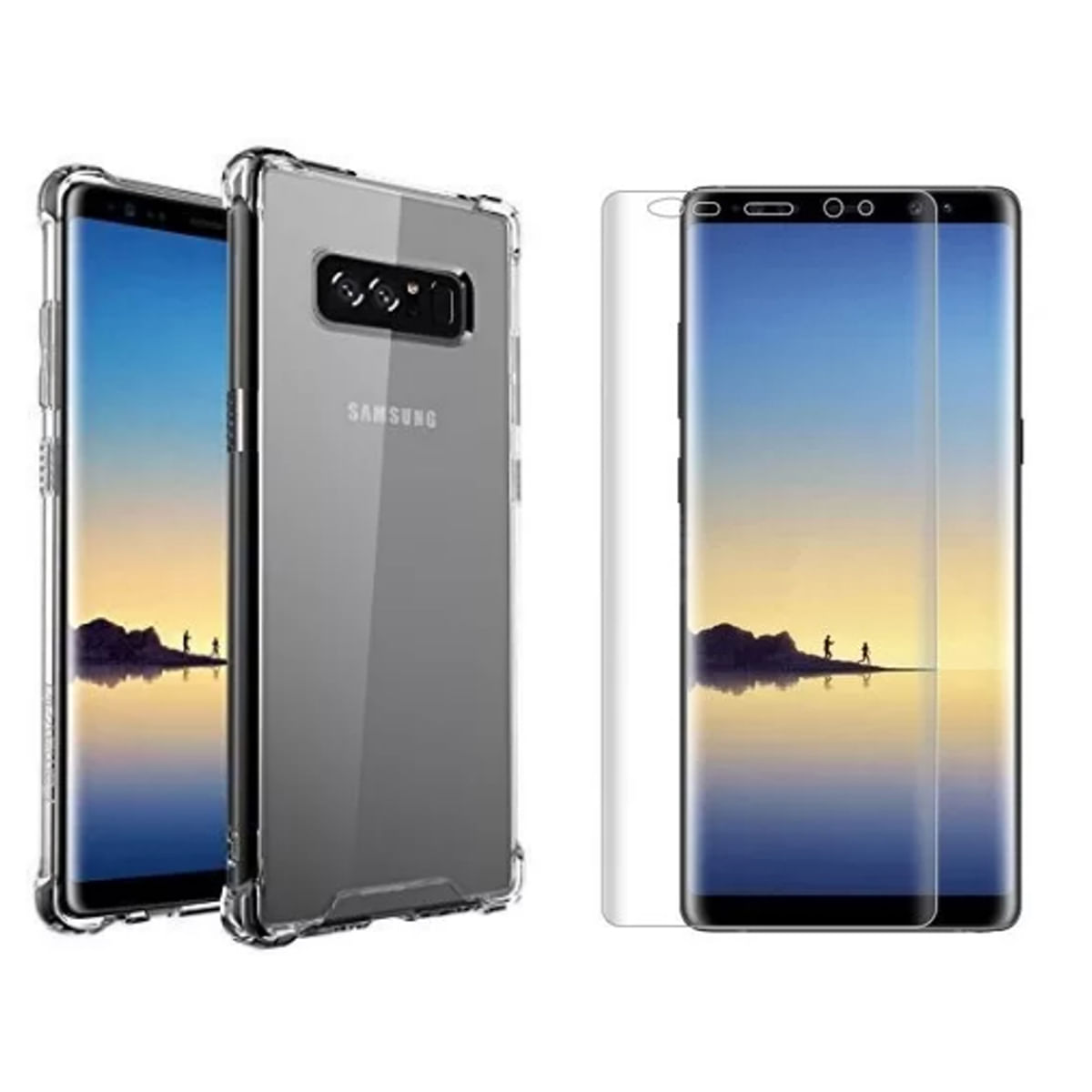Miniatura Capinha Silicone Antichoque Película Gel Samsung Note 8 N950