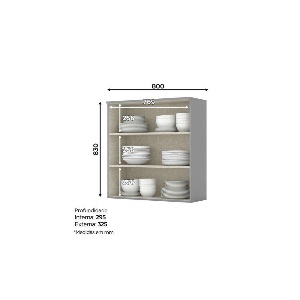 Miniatura Armário Aéreo 2 Portas 80 Cm Amy Casa 812 Cinza