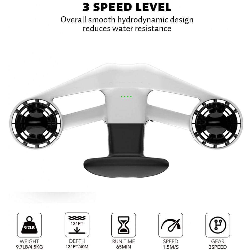 Miniatura PRO Scooter de Propulsor Aquático Mergulhe de até 40 Metros com Suporte para Câmera, ASIWO, Laranja