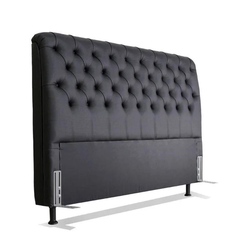 Miniatura Cabeceira de Cama Box Casal Queen 158cm Pádua Couro Preto