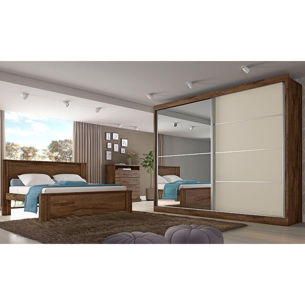 Miniatura Roupeiro Verona Plus 2 Porta Espelhado Brauna/ Off White