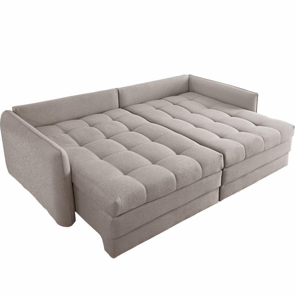 Miniatura Sofá Cama Retátil E Reclinável Captiva Tecido Linho Cinza 2,64 M