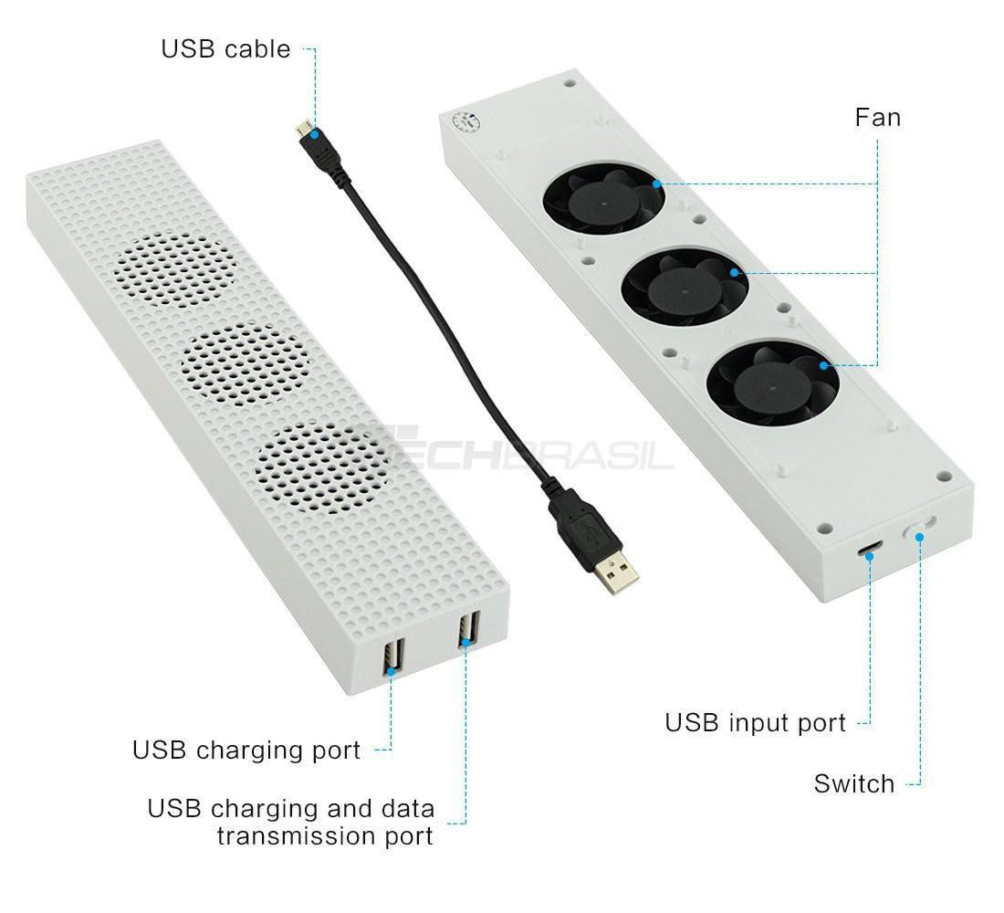 Miniatura Cooler Hub Usb Xbox One Slim Exautor De Calor Refrigeração
