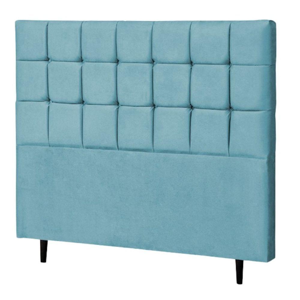 Miniatura Cabeceira Estofada Queen 160 Cm Espanha Suede Azul Turquesa
