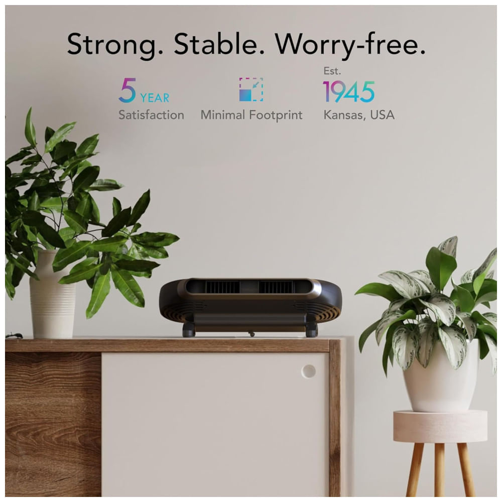 Miniatura Ventilador de Torre Horizontal, Estilo Moderno com Inclinação Ajustável, 5 Velocidades, Silencioso, Controle Remoto e Digital, 110V, Vornado, Preto 110v