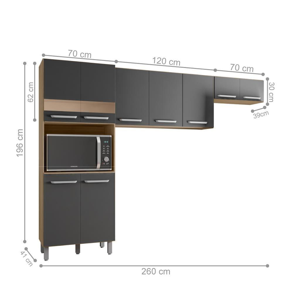 Miniatura Cozinha Compacta 9 Portas Venado Carvalho Grafite