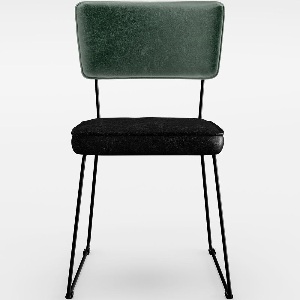 Miniatura Kit 04 Cadeiras L02 Facto Verde Musgo Couríssimo Preto