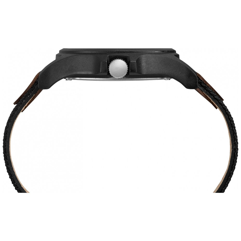 Miniatura Relógio Masculino Analógico com Pulseira de Couro , Timex TW4B08200, Preto e Marrom