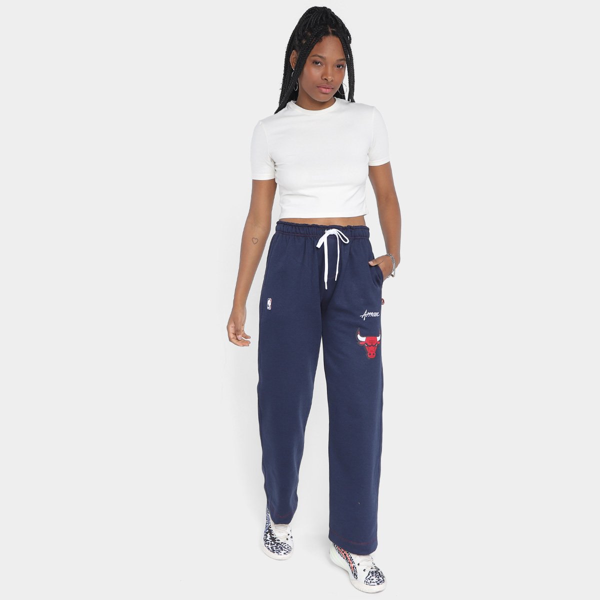 Calça Moletom Reta Approve NBA Bulls Marinho - GG