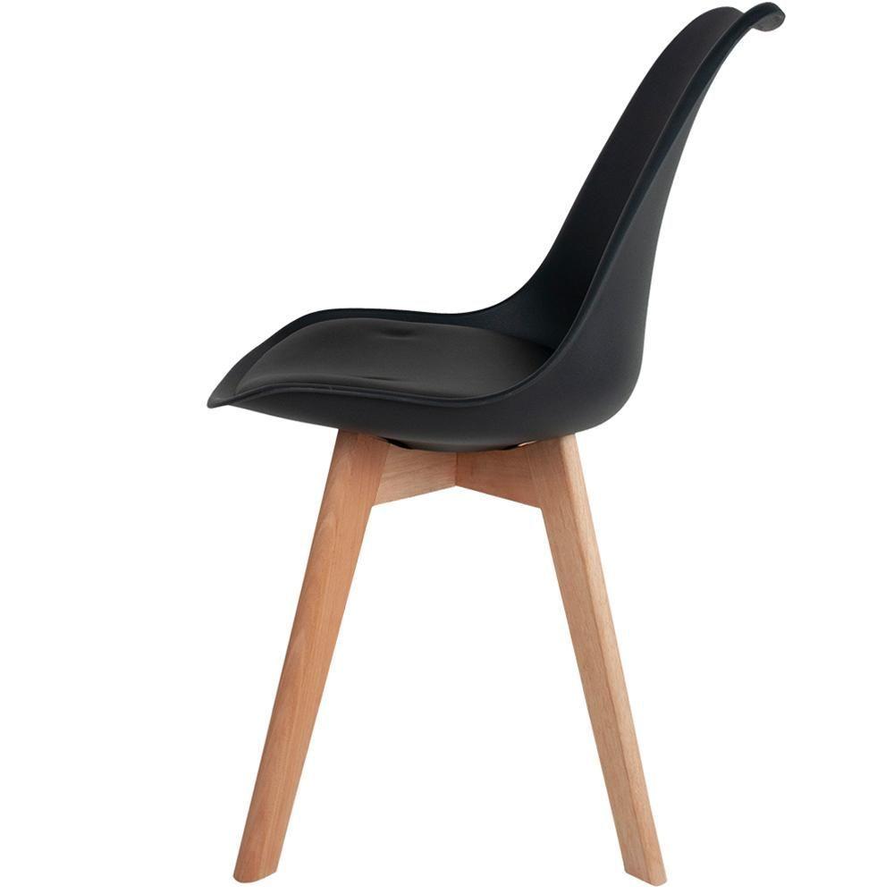 Miniatura Kit 06 Cadeiras Ayla Com Base De Madeira E01 Preto