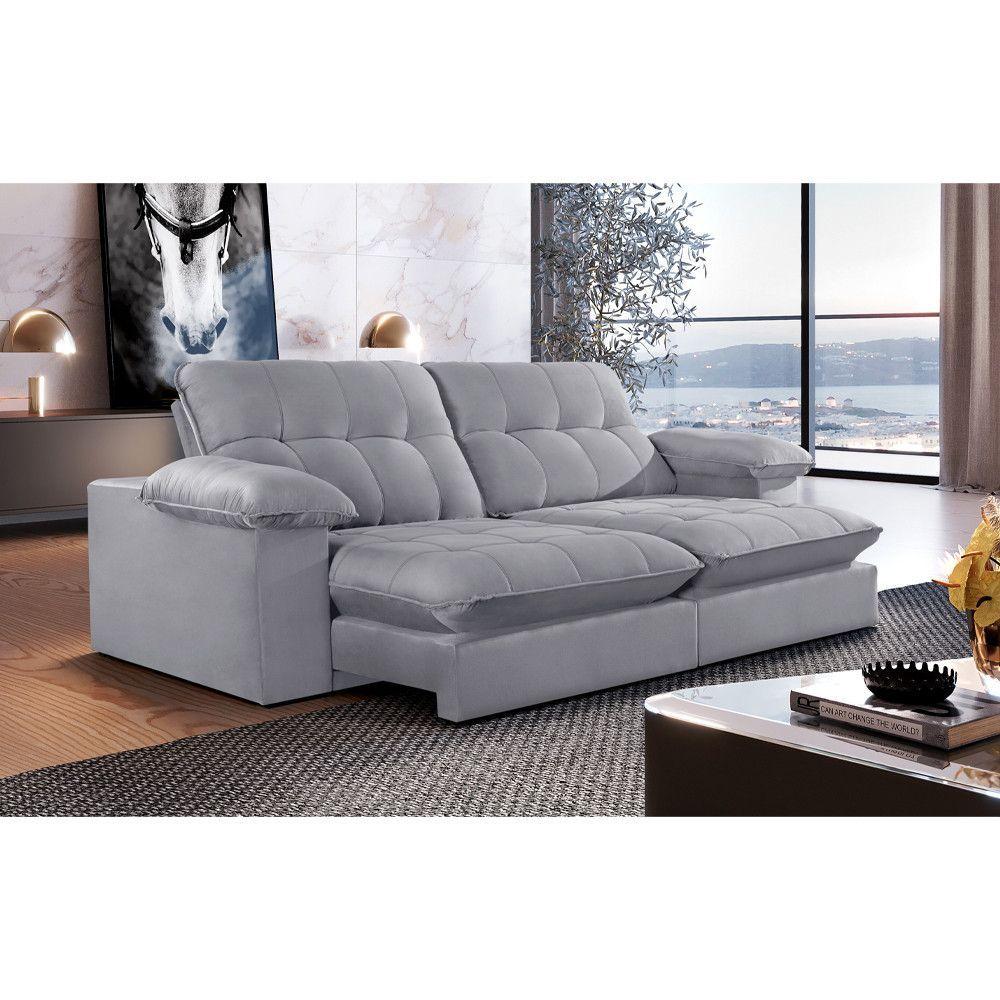 Miniatura Sofá Retrátil Juiz De Fora 2,50m 4 Lugares Molas Ensac. Txr Prata