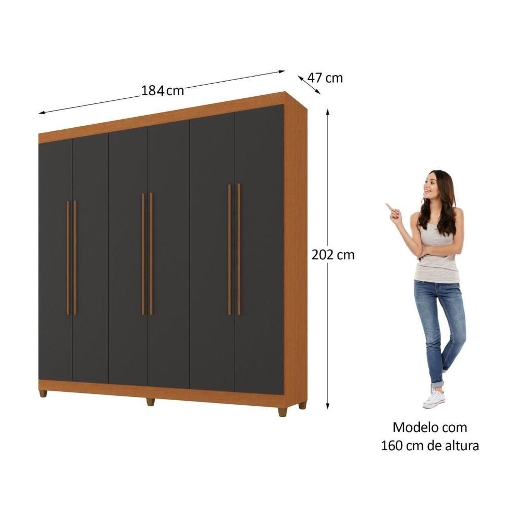 Miniatura Guarda-roupa Casal com Espelho Apolo Freijó / Grafite