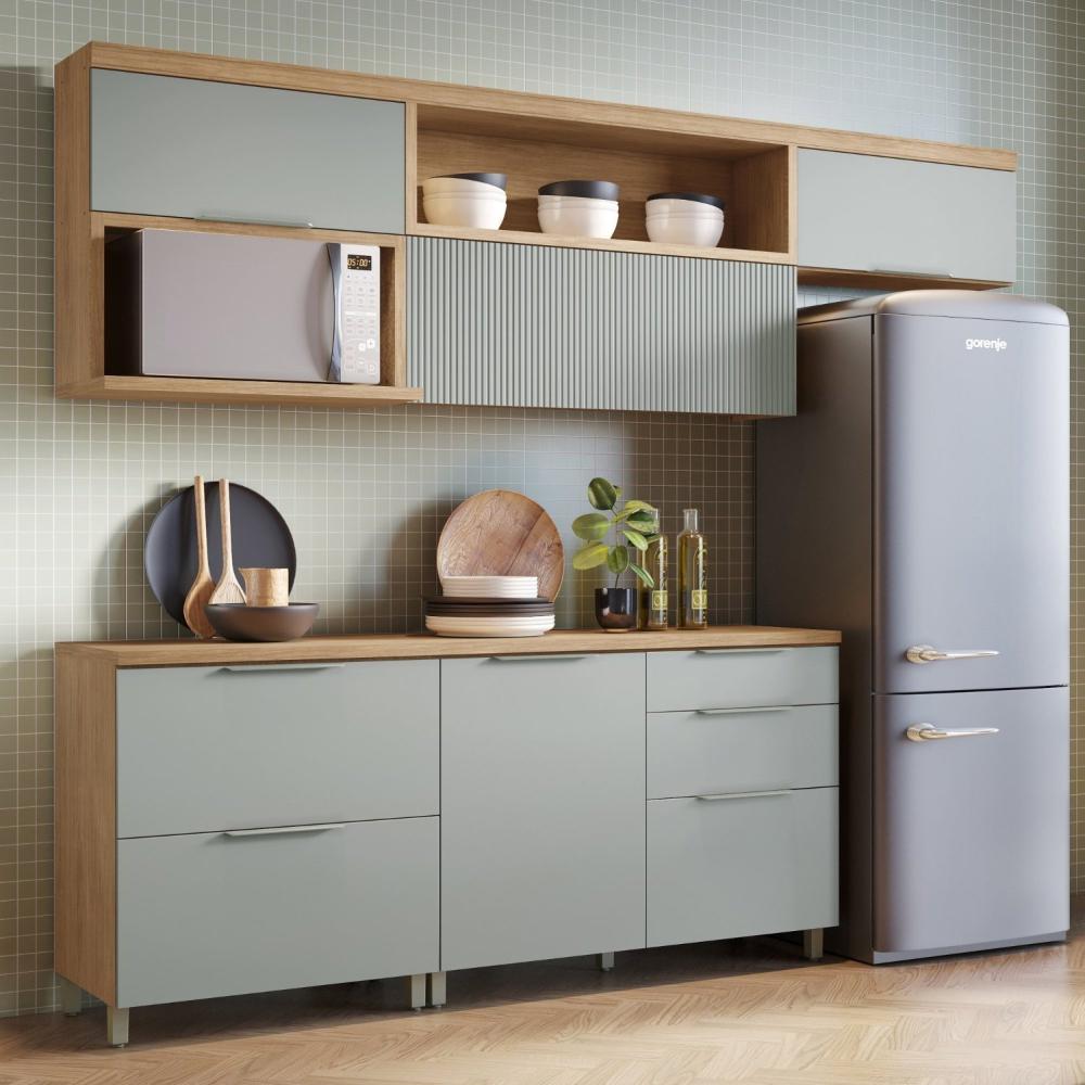Miniatura Cozinha 5 Peças 100% MDF Marquesa Nature/Verde