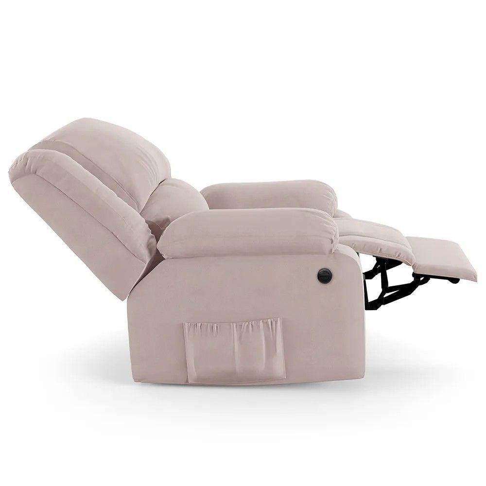 Poltrona Do Papai Reclinável Pietra Power Elétrica Usb Fh9 Veludo Rosê - Mpozenato