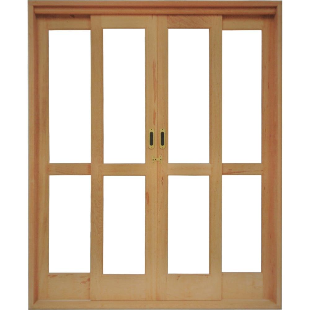Miniatura Porta de Correr Madeira 4 Folhas Isabela Revestimentos 2,15mx1,60mx14cm Marrom Claro