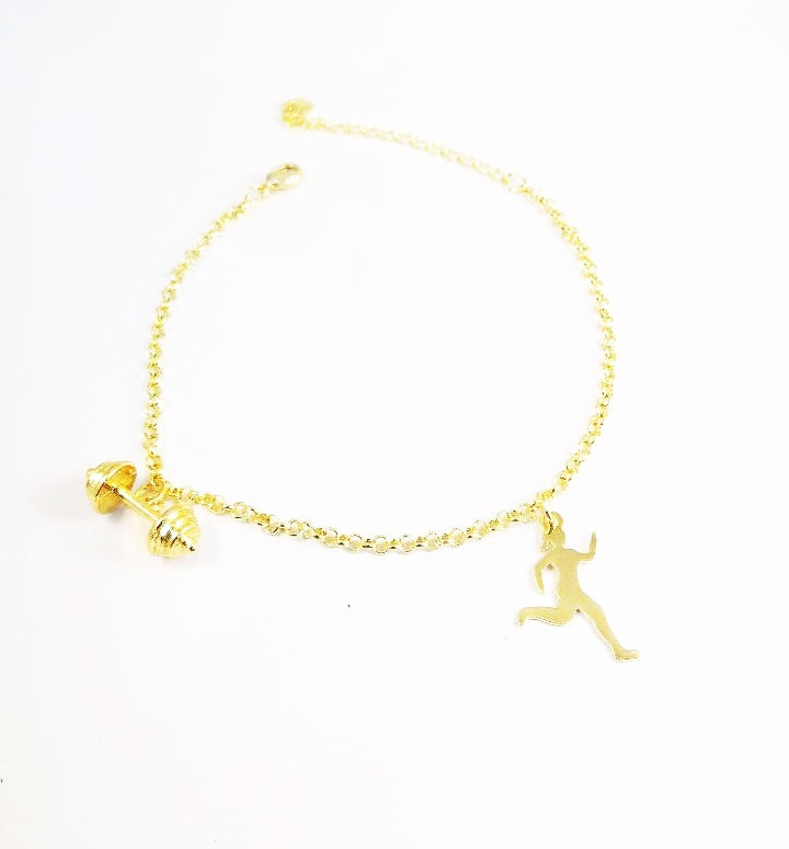 Miniatura Pulseira Academia Esporte Fitness Folheado 18k