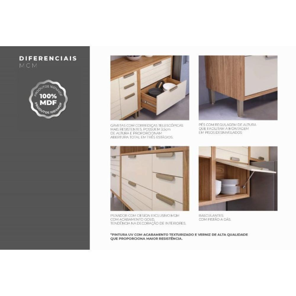 Cozinha Modulada Compacta 3 Peças 1 Nicho para Forno ou Micro-ondas Helen Yescasa Freijó/Off White