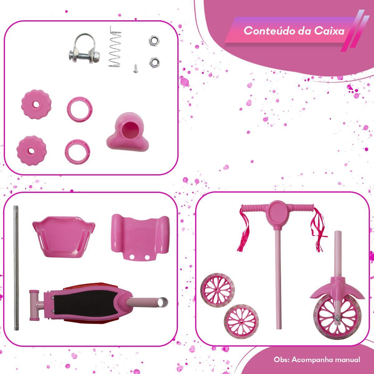 Miniatura Patinete Infantil Kaboo | 3 Rodas | Rosa | Ajustável