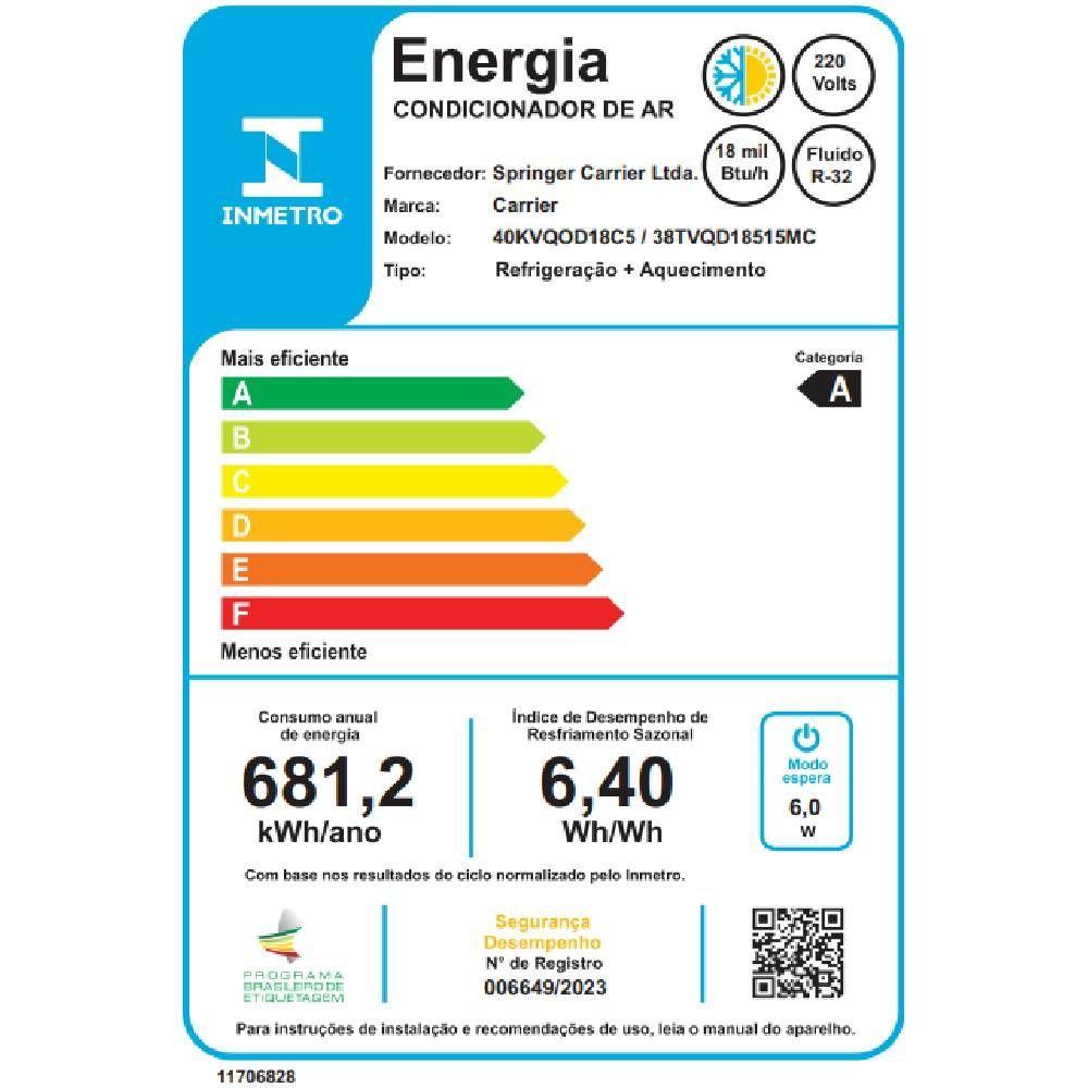 Ar Condicionado Split Cassete Carrier 1 Via 18000 BTUS Quente e Frio Inverter 220V Monofásico 38TVQD18515MC