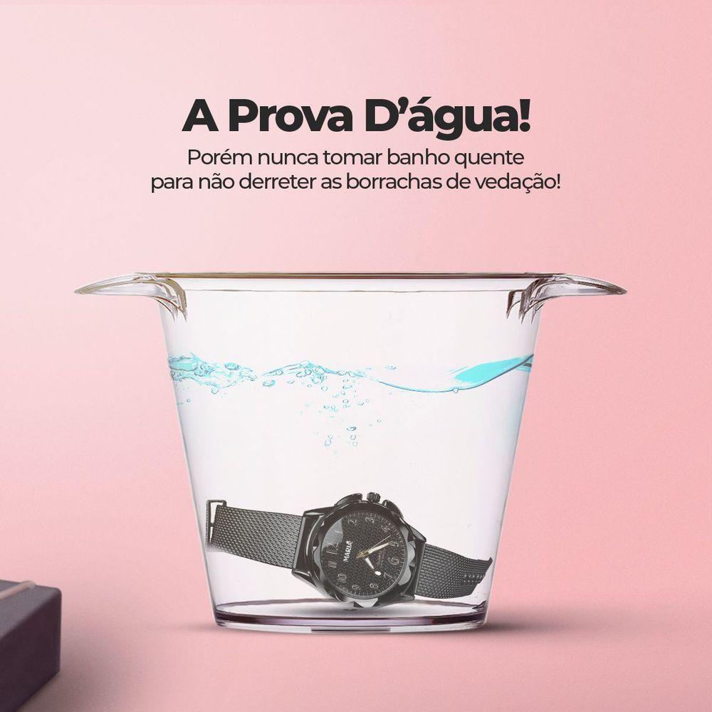 Miniatura Relogio Feminino Prova Dagua Aço Inox + Caixa + Brinco Colar