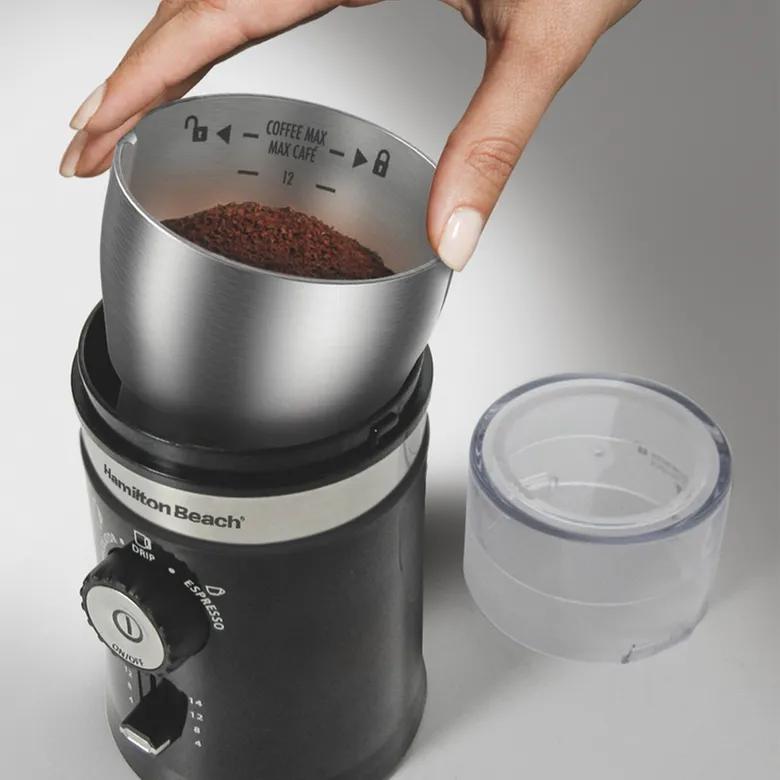 Miniatura Moedor de Grãos Inox Hamilton Beach Preto 220V Elétrico - Grãos - Moedor elétrico - Café - Hamilton beach - 80393-bz220 - 220 v