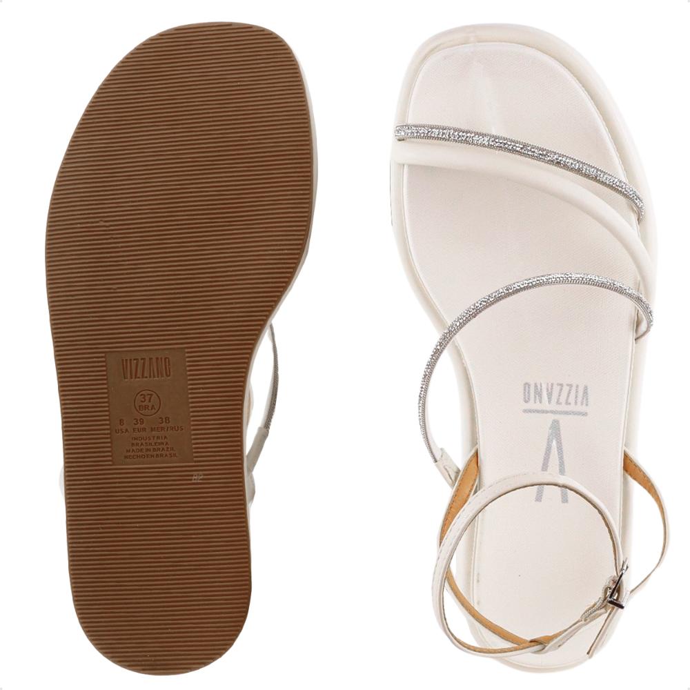 Sandália Vizzano Papete Plataforma Flats Feminina Off White / Bege - 34