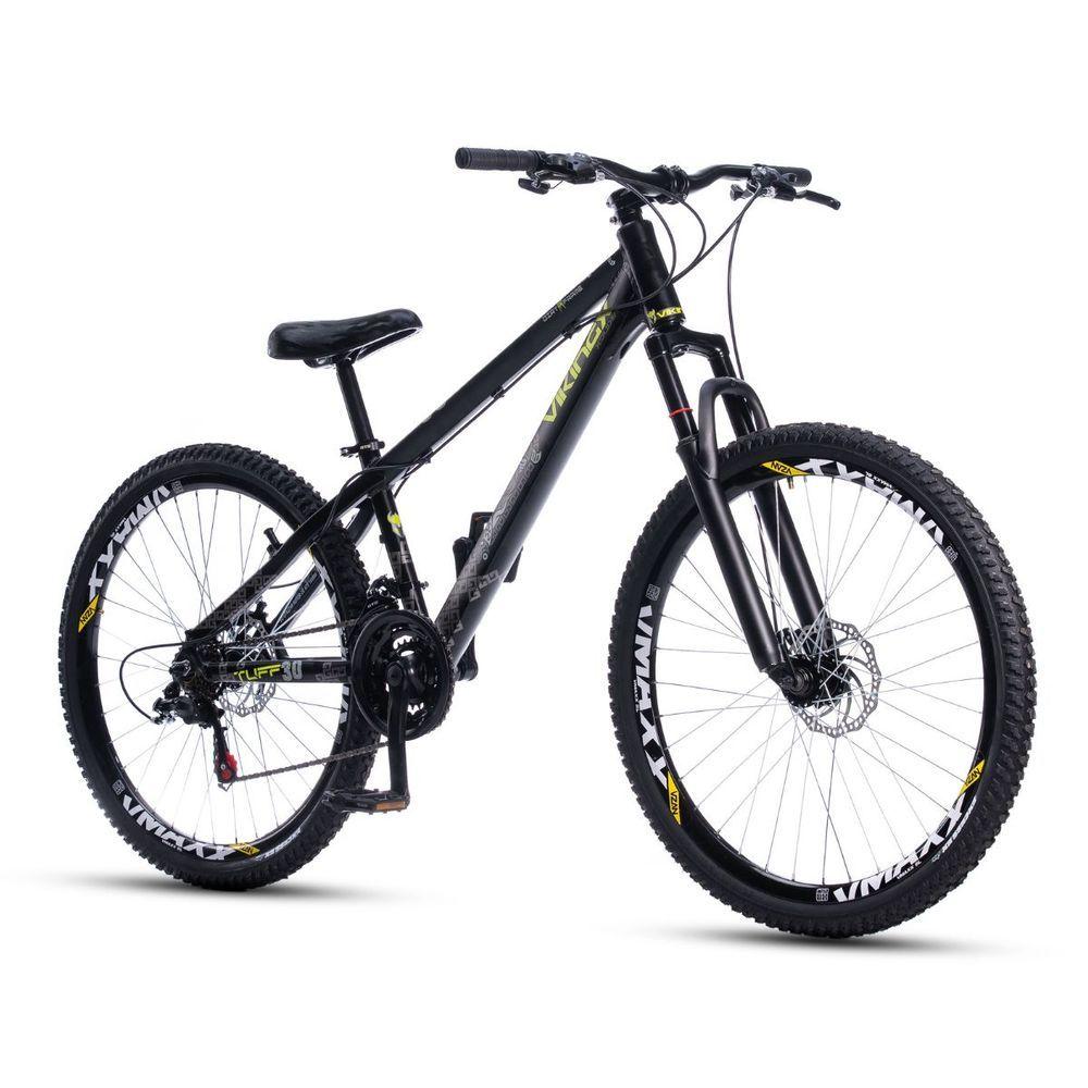 Miniatura Bicicleta Vikingx Tuff 30 Aro 26 21v Shimano Freio A Disco Suspensão Dianteira Alumínio Preto 13