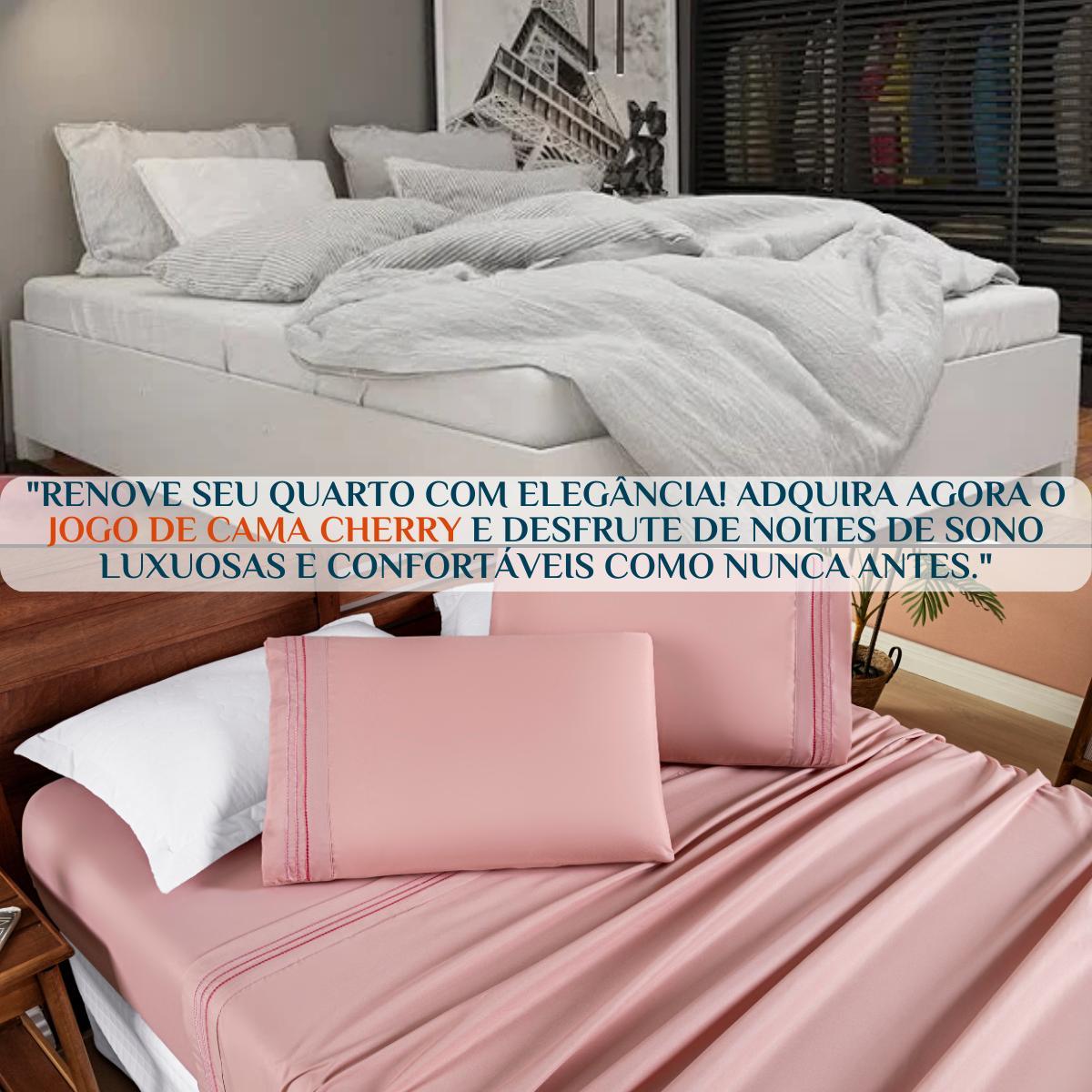 Miniatura Cama Posta Solteiro Cherry Lençol 200 Fios Bordado 3 Pçs