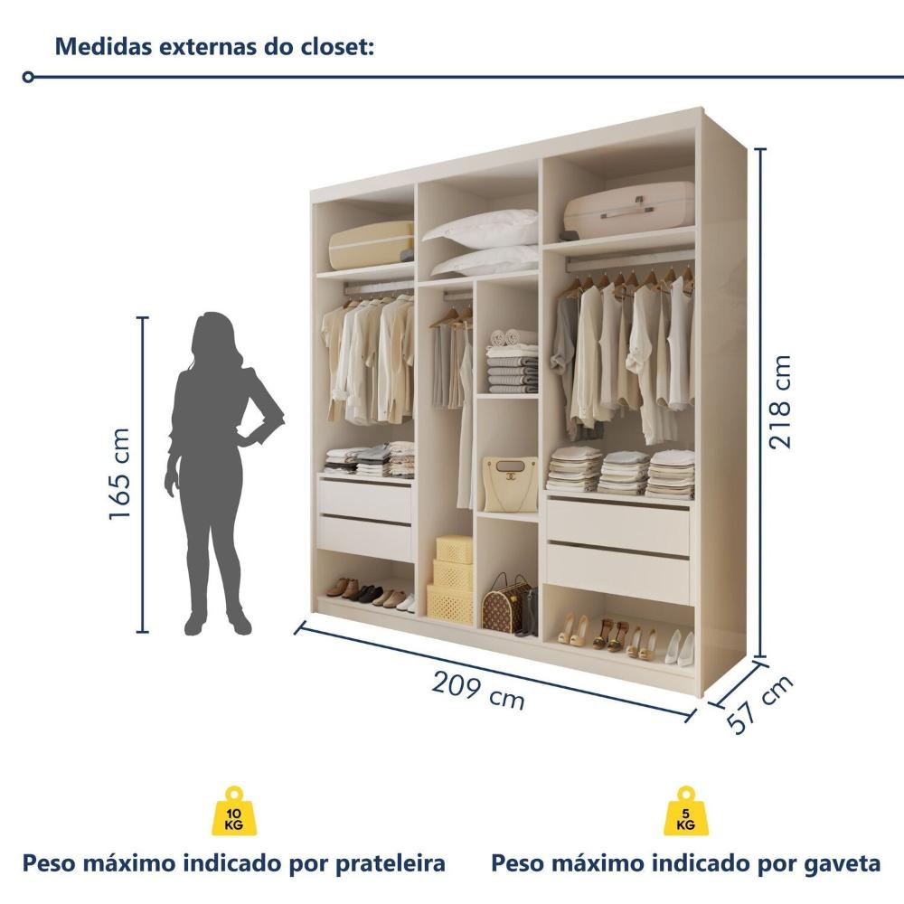 Miniatura Closet Casal sem Portas 4 Gavetas Miami Branco